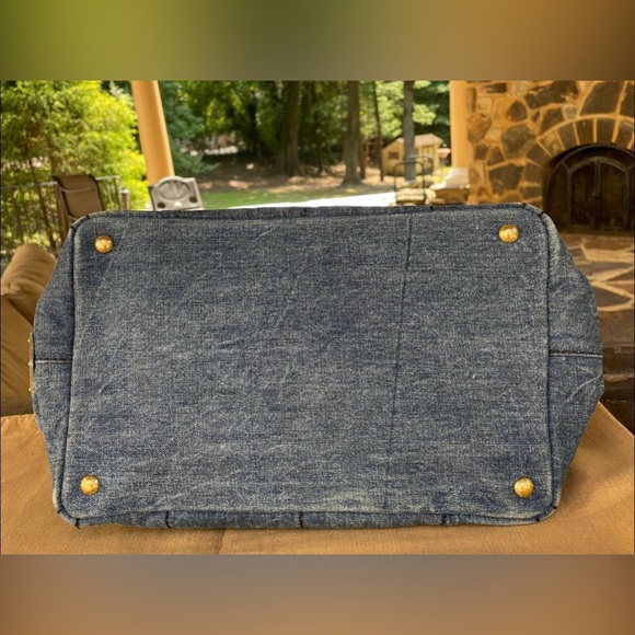 PRADA CANAPA Tote Bag, Large Tote, Handbag, Denim Canvas 100% AUTHENTIC! - Picture 8 of 16